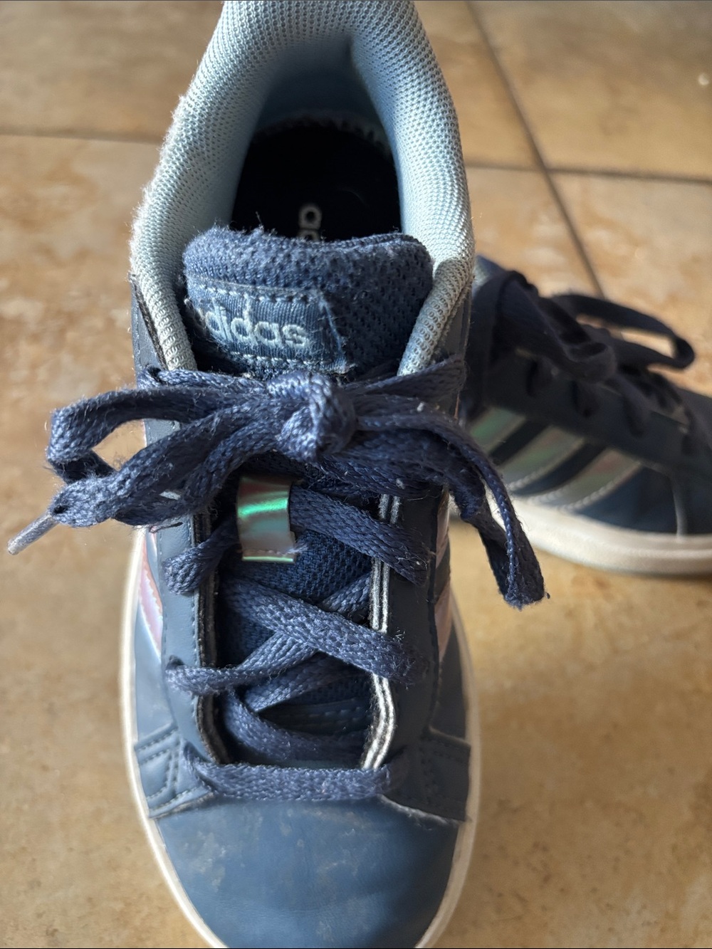 adidas Kids Navy Sneakers with Iridescent Heel - Picture 7 of 11